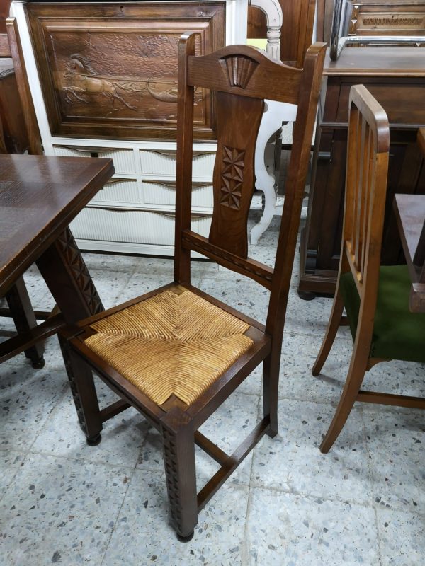 Mesa extensible en madera de roble estilo Luis XV y 6 sillas8