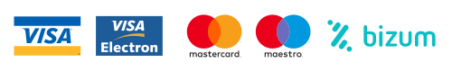 Pago seguro VISA, VISA Electron, MasterCard, Maestro y Bizum