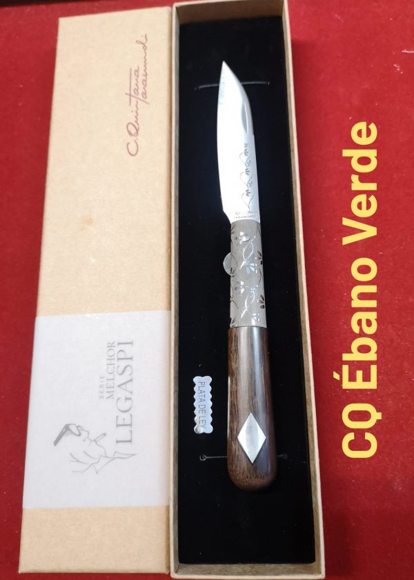 Navaja CQ PREMIUM Rameada Plata Ébano verde