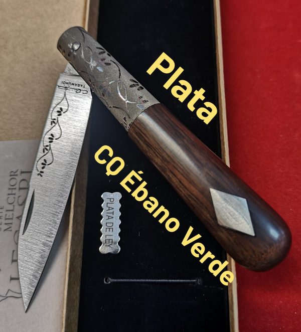 Navaja CQ PREMIUM Rameada Plata Ébano verde1